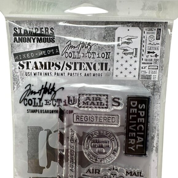 Tim Holtz Correspondence Clear Stamp Direction Stars Stencil THMM141 Mixed Media - Picture 2 of 6